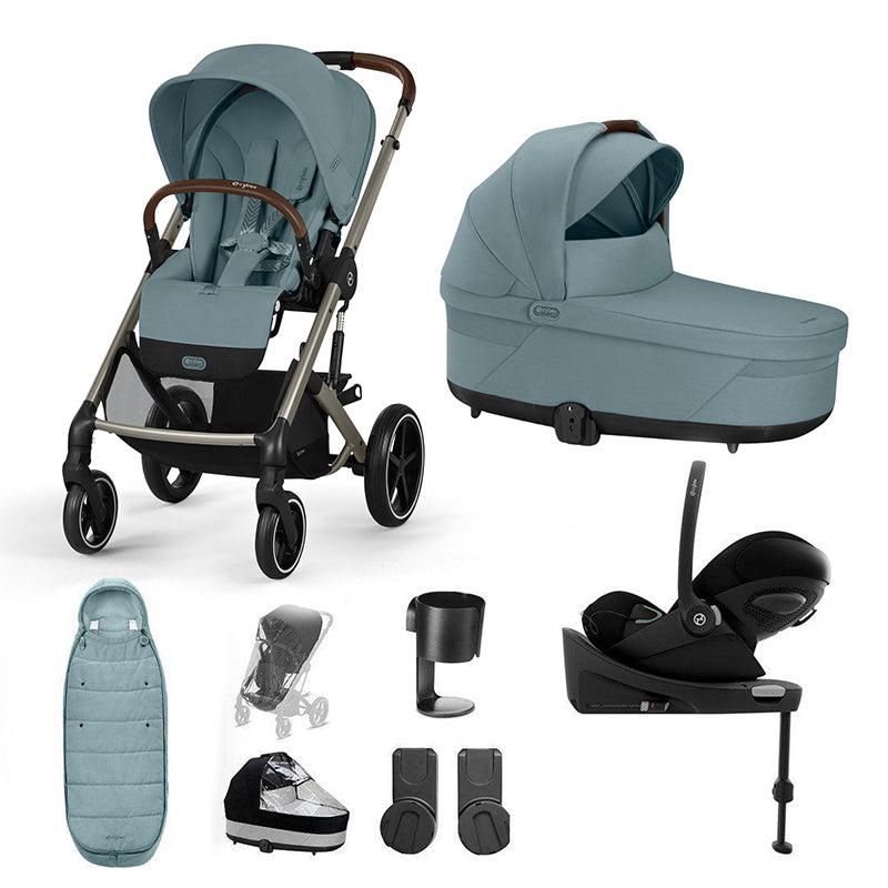 CYBEX Balios S Lux + Cloud G Travel System-Travel Systems-Stormy Blue-Gold Footmuff | Natural Baby Shower