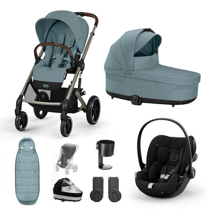 CYBEX Balios S Lux + Cloud G Travel System-Travel Systems-Stormy Blue-Gold Footmuff | Natural Baby Shower