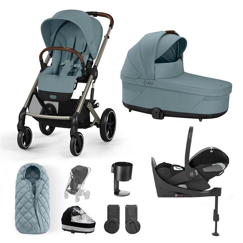 CYBEX Balios S Lux + Cloud T Travel System-Travel Systems-Stormy Blue-With Base | Natural Baby Shower