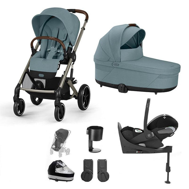 CYBEX Balios S Lux + Cloud T Travel System-Travel Systems-Stormy Blue-With Base | Natural Baby Shower