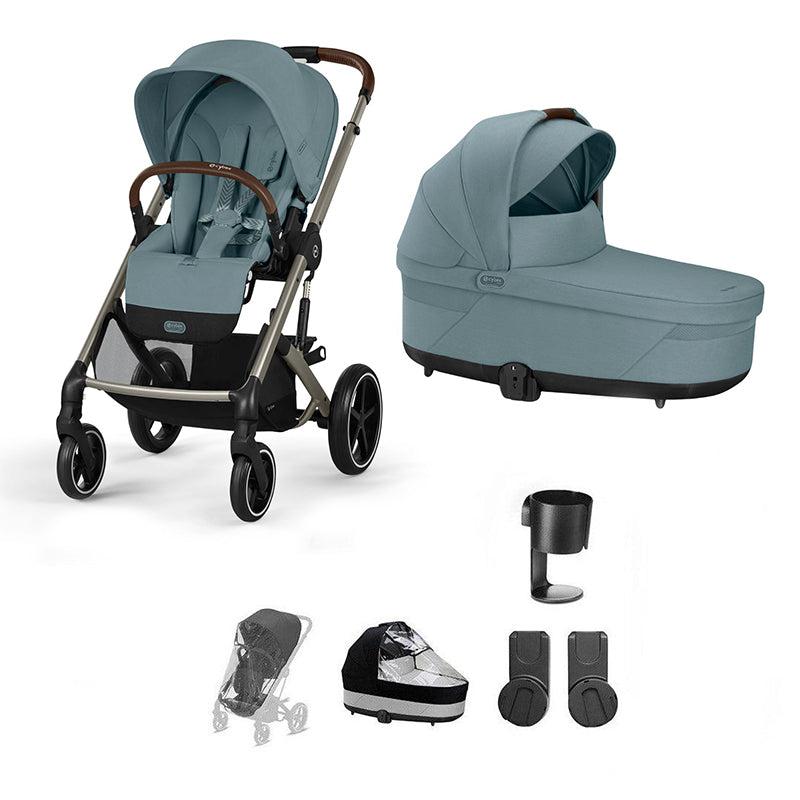 CYBEX Balios S Lux Essential Pushchair Bundle-Stroller Bundles-Stormy Blue-No Footmuff | Natural Baby Shower