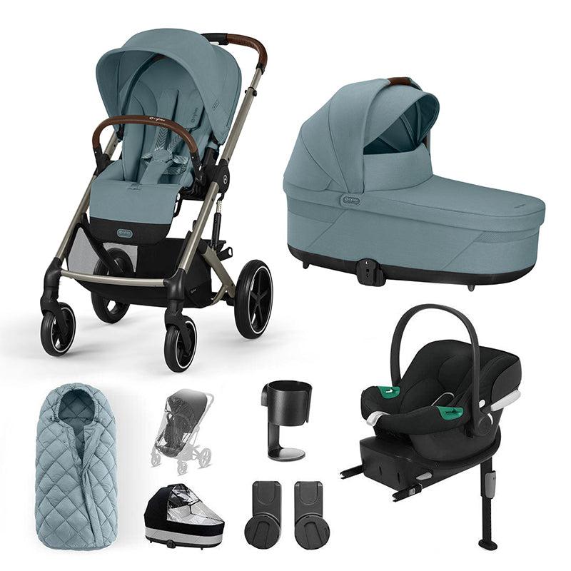 CYBEX Balios S Lux + Aton B2 Travel System-Travel Systems-Stormy Blue-SNOGGA Footmuff | Natural Baby Shower