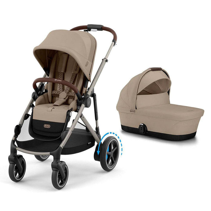 CYBEX e-Gazelle S Pushchair - Almond Beige-Strollers-Almond Beige-With Carrycot | Natural Baby Shower