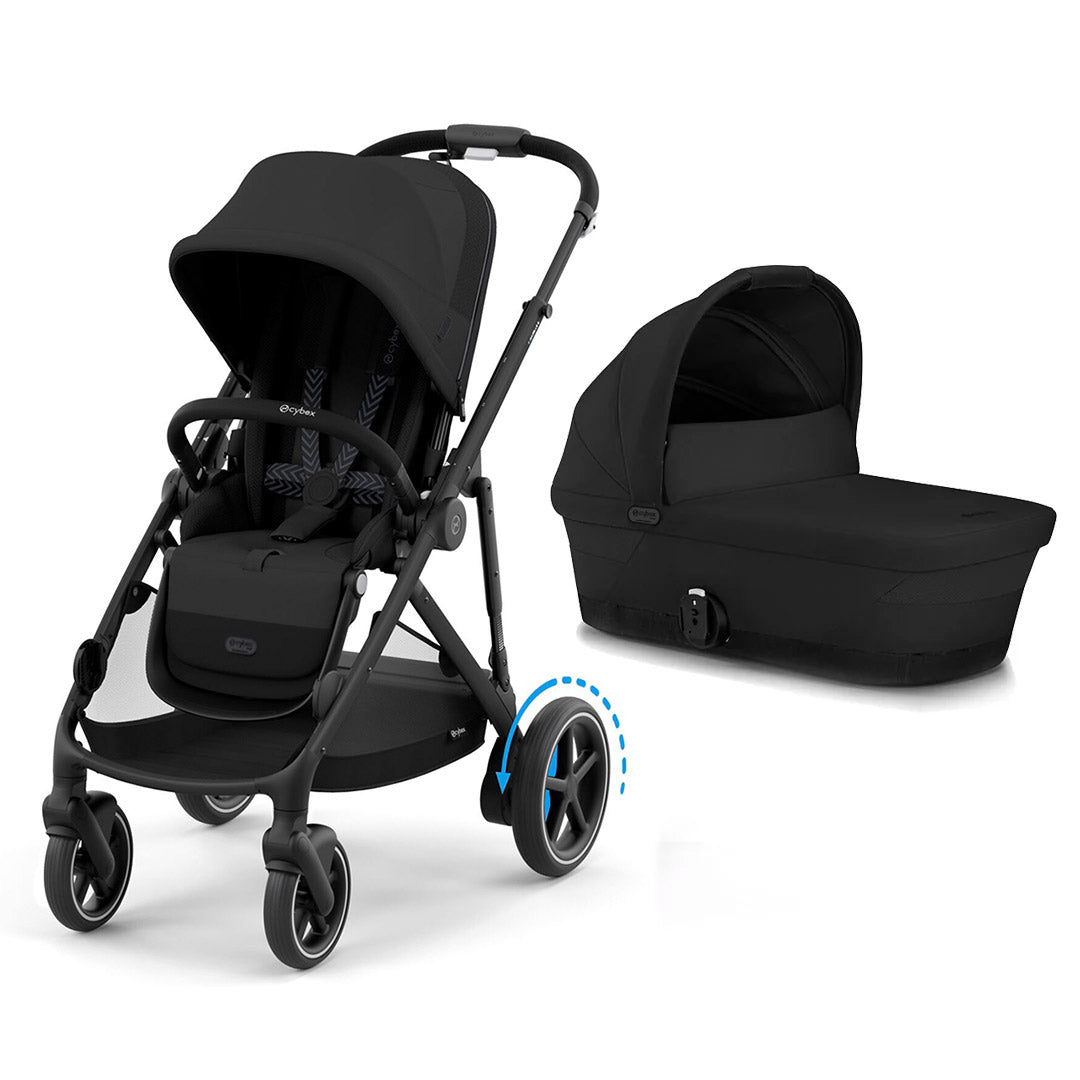 CYBEX e-Gazelle S Pushchair - Moon Black-Strollers-Moon Black-With Carrycot | Natural Baby Shower