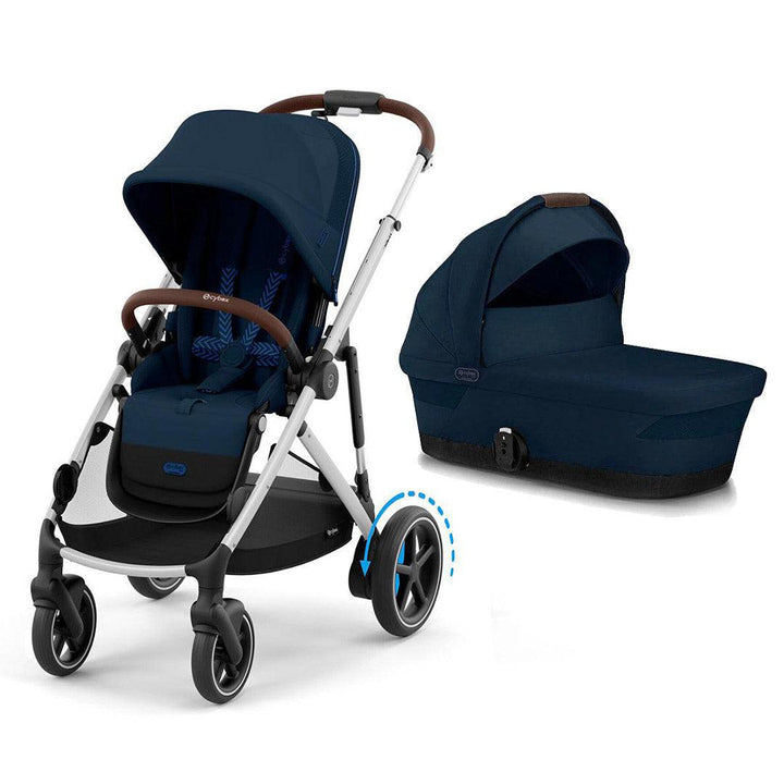 CYBEX e-Gazelle S Pushchair - Ocean Blue-Strollers-Ocean Blue-With Carrycot | Natural Baby Shower