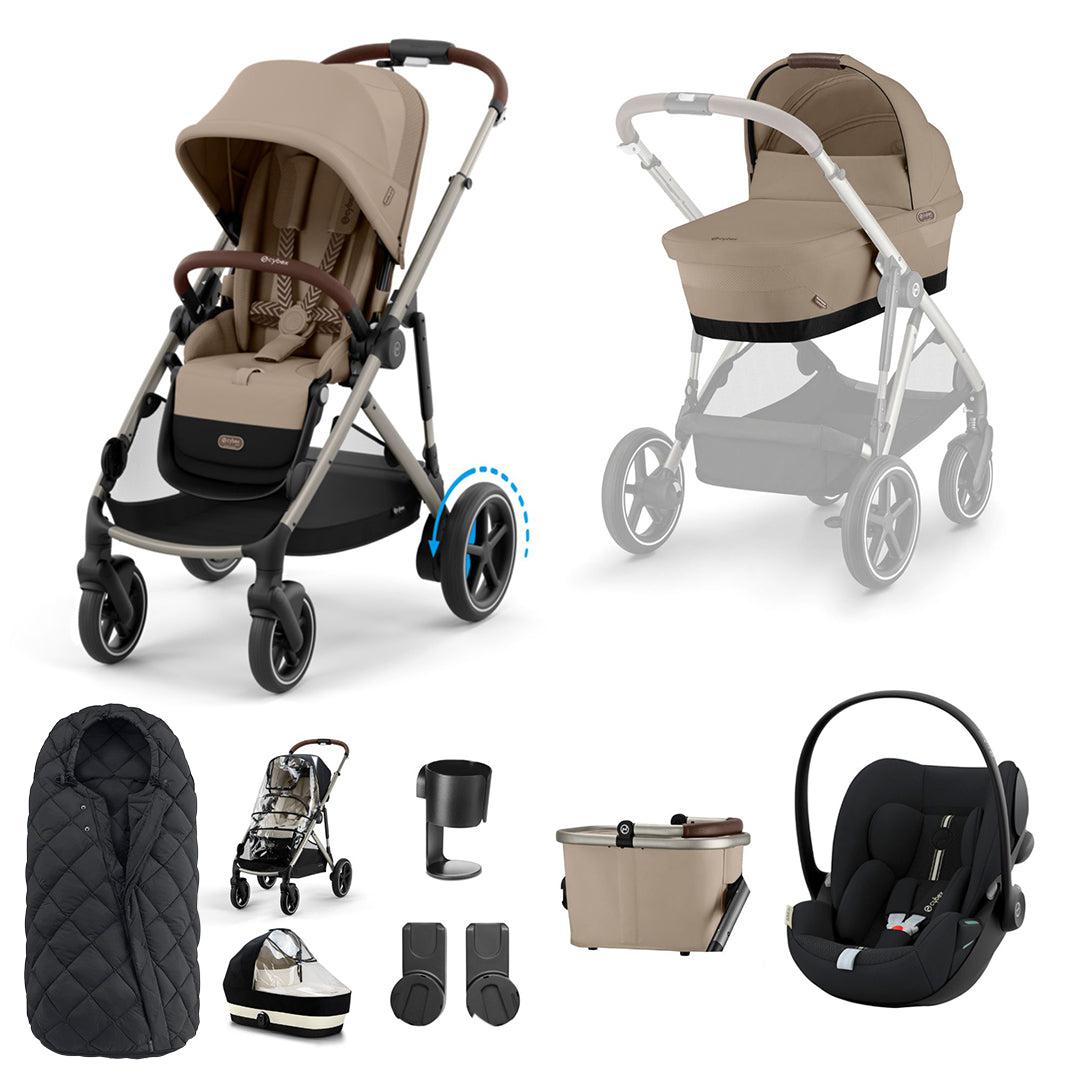 CYBEX eGazelle S Pushchair + Cloud G Luxury Bundle - Almond Beige-Travel Systems-Almond Beige-SNOGGA Footmuff | Natural Baby Shower