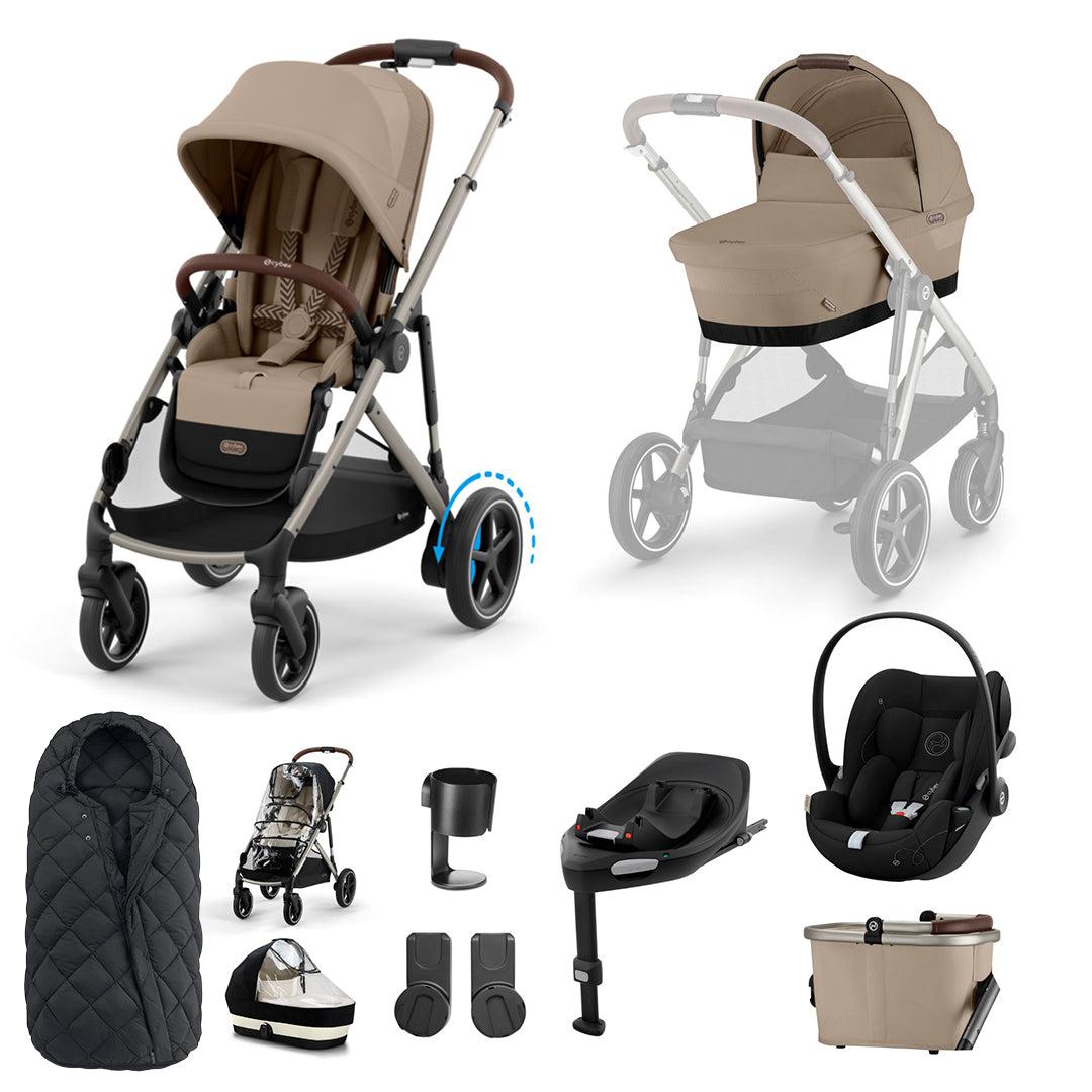 CYBEX eGazelle S Pushchair + Cloud G Luxury Bundle - Almond Beige-Travel Systems-Almond Beige-SNOGGA Footmuff | Natural Baby Shower