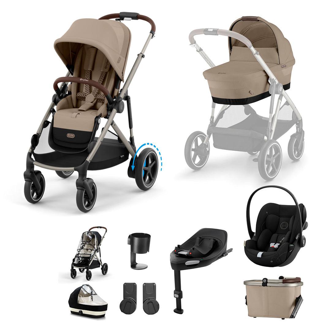 CYBEX eGazelle S Pushchair + Cloud G Luxury Bundle - Almond Beige-Travel Systems-Almond Beige-No Footmuff | Natural Baby Shower