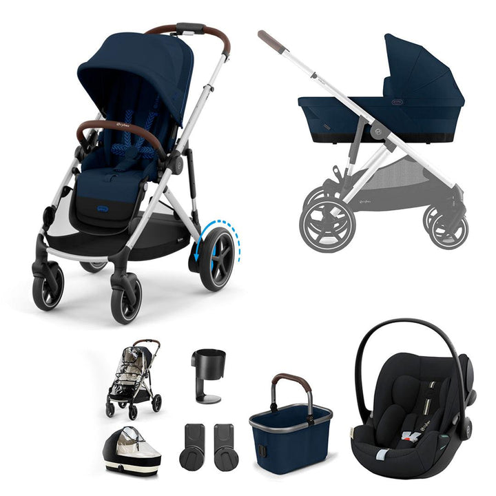 CYBEX eGazelle S Pushchair + Cloud G Luxury Bundle - Ocean Blue-Travel Systems-Ocean Blue-No Footmuff | Natural Baby Shower