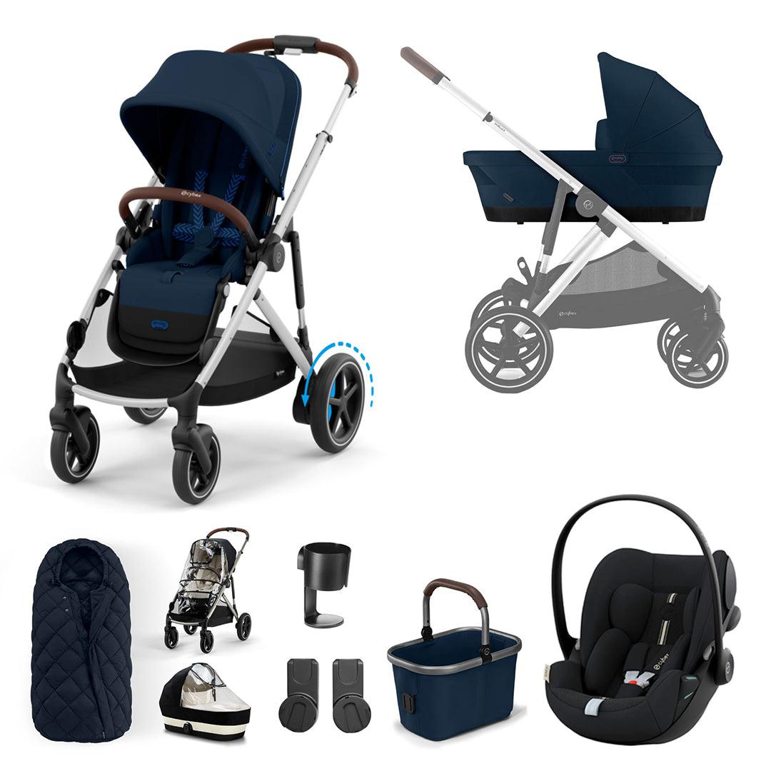 CYBEX eGazelle S Pushchair + Cloud G Luxury Bundle - Ocean Blue-Travel Systems-Ocean Blue-SNOGGA Footmuff | Natural Baby Shower