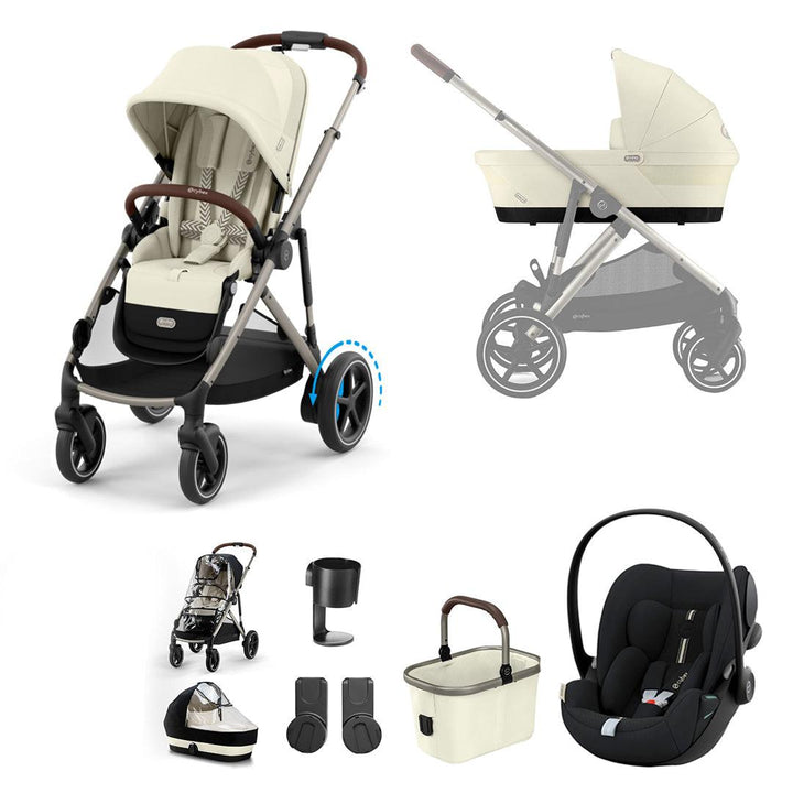 CYBEX eGazelle S Pushchair + Cloud G Luxury Bundle - Light Beige-Travel Systems-Light Beige-No Footmuff | Natural Baby Shower