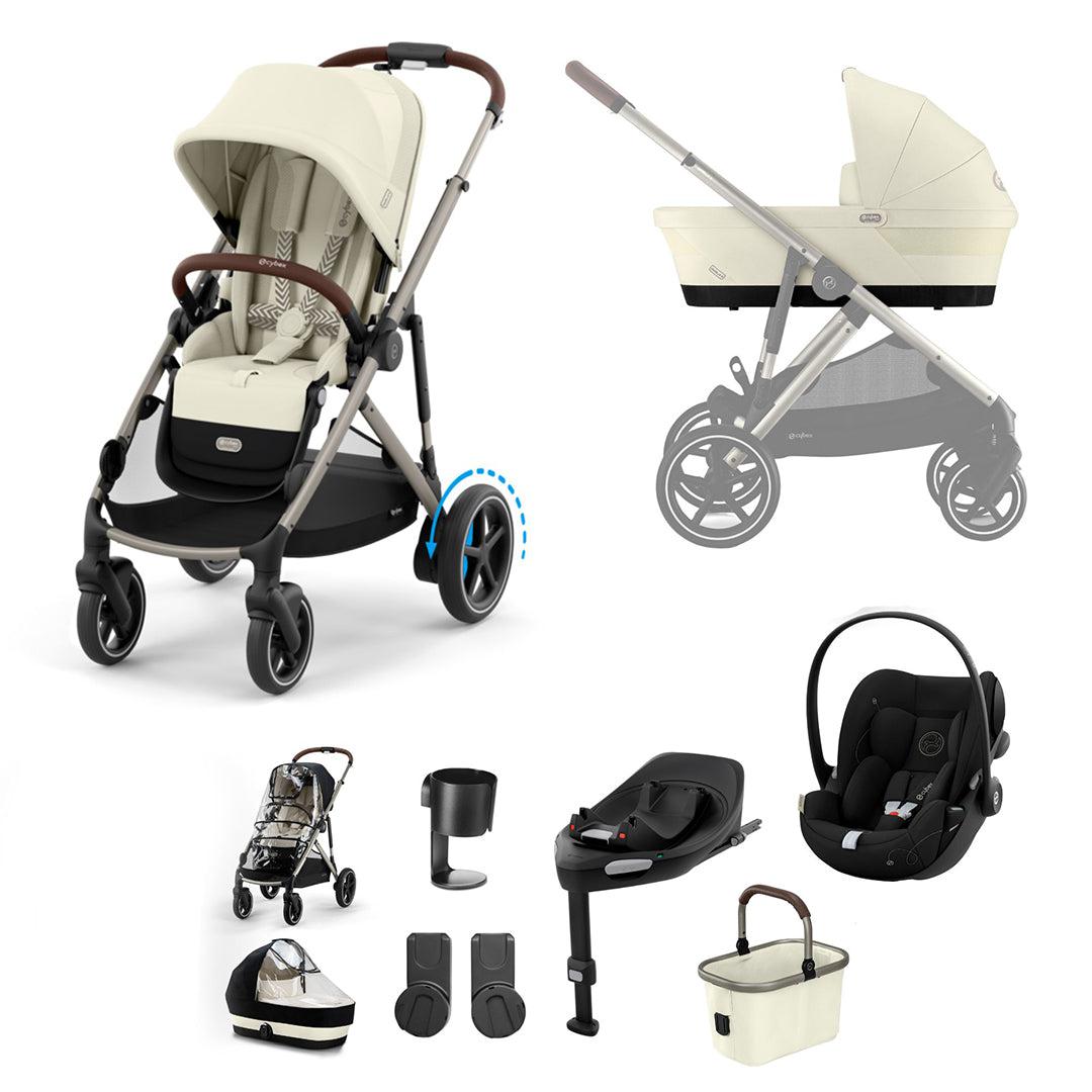 CYBEX eGazelle S Pushchair + Cloud G Luxury Bundle - Light Beige-Travel Systems-Light Beige-No Footmuff | Natural Baby Shower