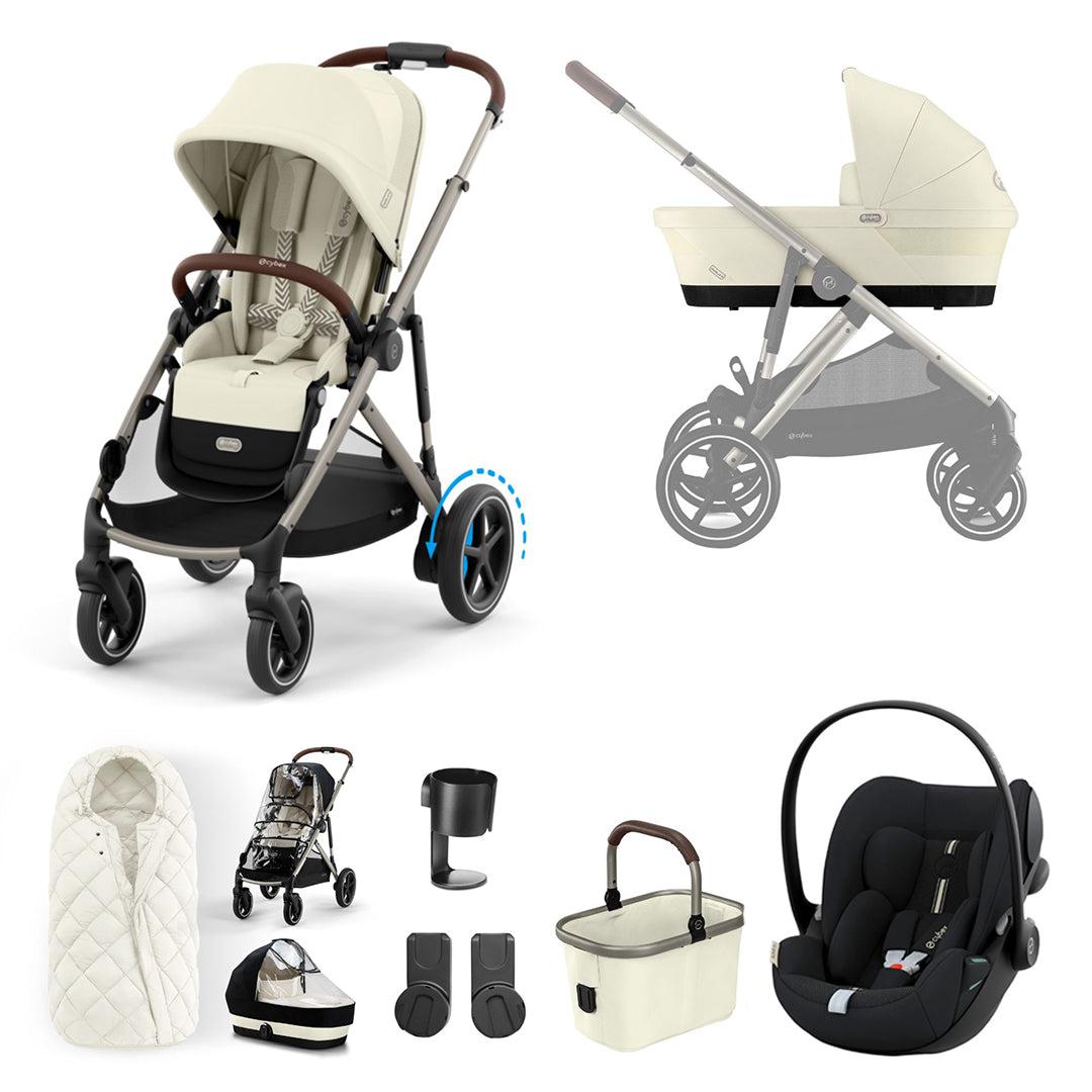 CYBEX eGazelle S Pushchair + Cloud G Luxury Bundle - Light Beige-Travel Systems-Light Beige-SNOGGA Footmuff | Natural Baby Shower