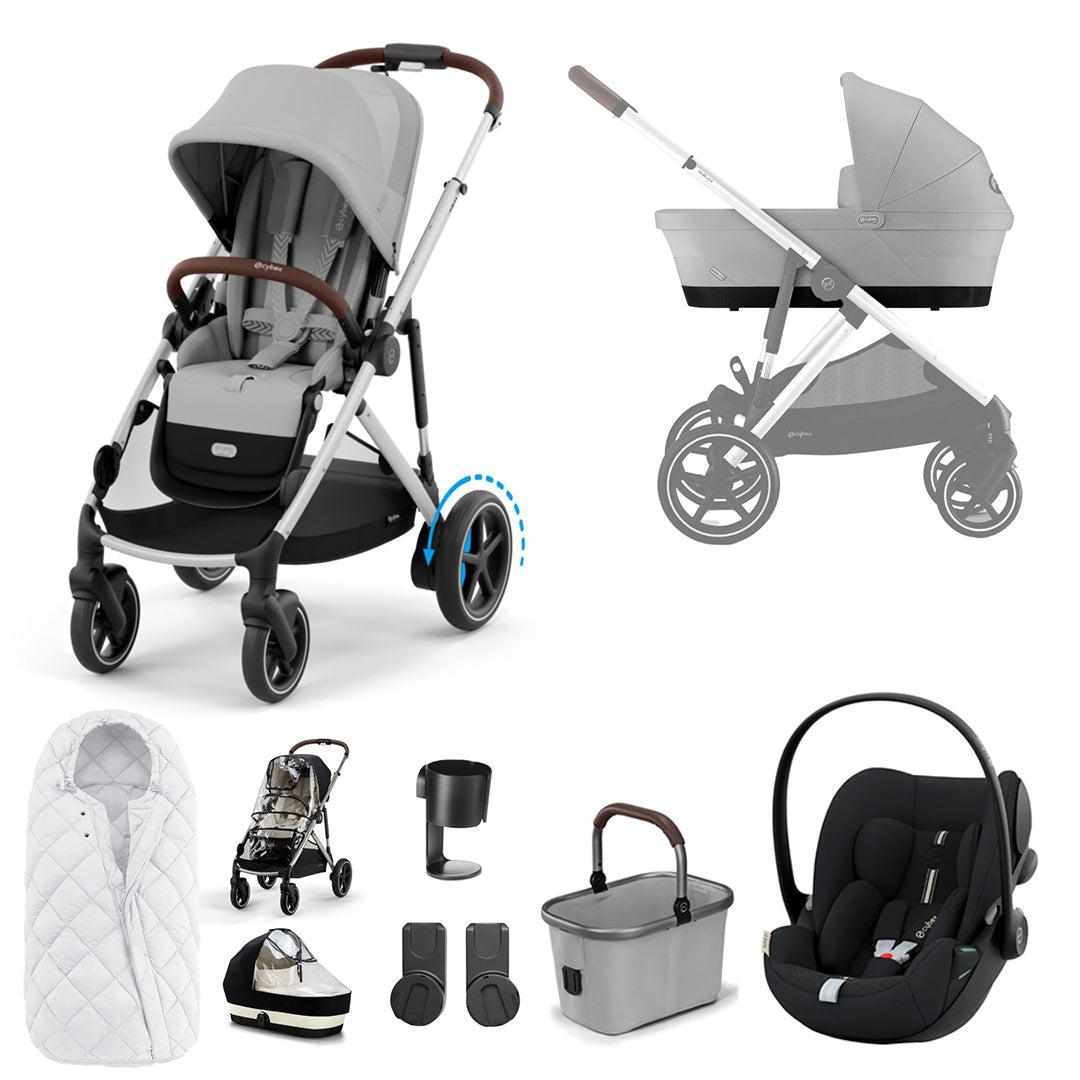 CYBEX eGazelle S Pushchair + Cloud G Luxury Bundle - Stone Grey-Travel Systems-Stone Grey-SNOGGA Footmuff | Natural Baby Shower