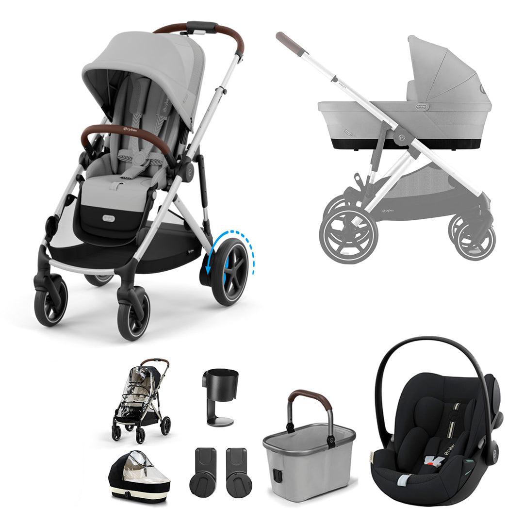 CYBEX eGazelle S Pushchair + Cloud G Luxury Bundle - Stone Grey-Travel Systems-Stone Grey-No Footmuff | Natural Baby Shower