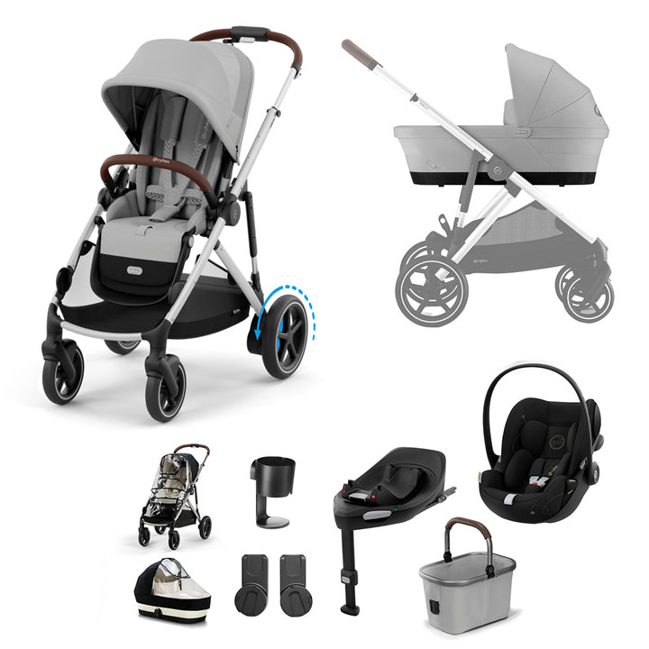 CYBEX eGazelle S Pushchair + Cloud G Luxury Bundle - Stone Grey-Travel Systems-Stone Grey-No Footmuff | Natural Baby Shower