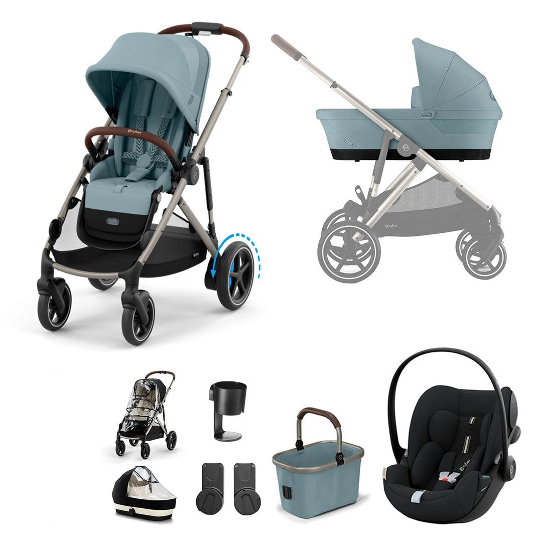 CYBEX eGazelle S Pushchair + Cloud G Luxury Bundle - Stormy Blue-Travel Systems-Stormy Blue-No Footmuff | Natural Baby Shower