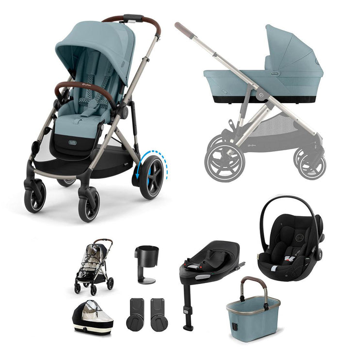 CYBEX eGazelle S Pushchair + Cloud G Luxury Bundle - Stormy Blue-Travel Systems-Stormy Blue-No Footmuff | Natural Baby Shower