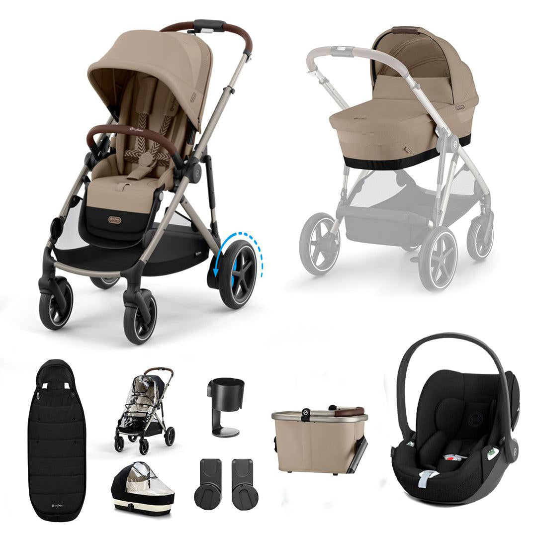 CYBEX eGazelle S Pushchair + Cloud T Travel System - Almond Beige