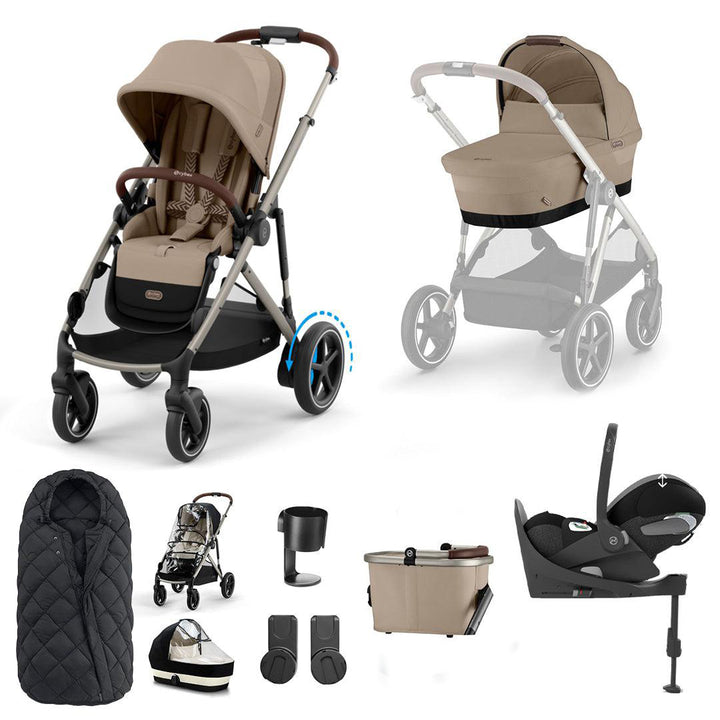 CYBEX eGazelle S Pushchair + Cloud T Travel System - Almond Beige