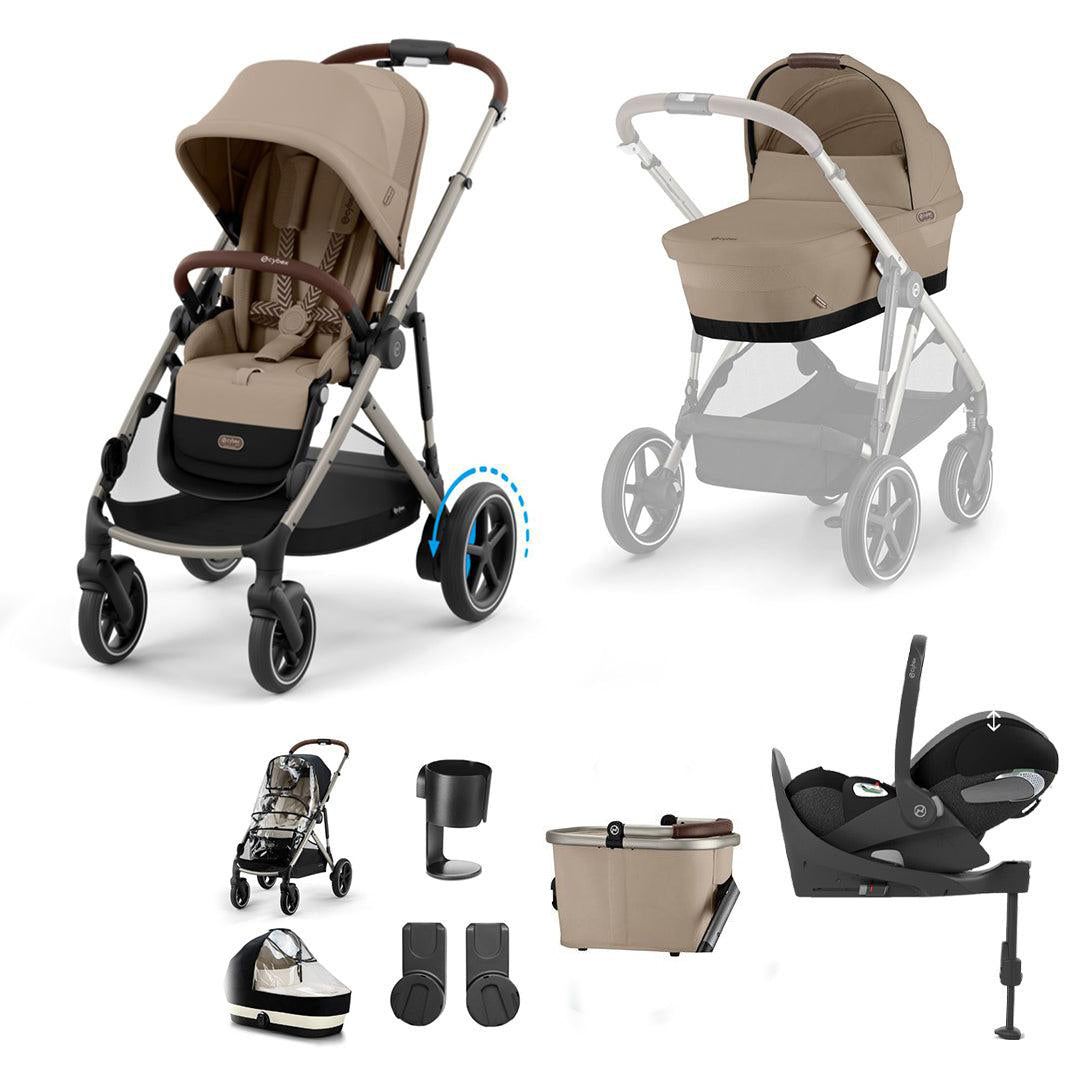 CYBEX eGazelle S Pushchair + Cloud T Travel System - Almond Beige