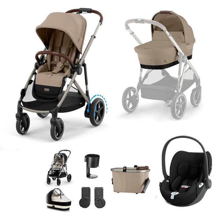 CYBEX eGazelle S Pushchair + Cloud T Travel System - Almond Beige