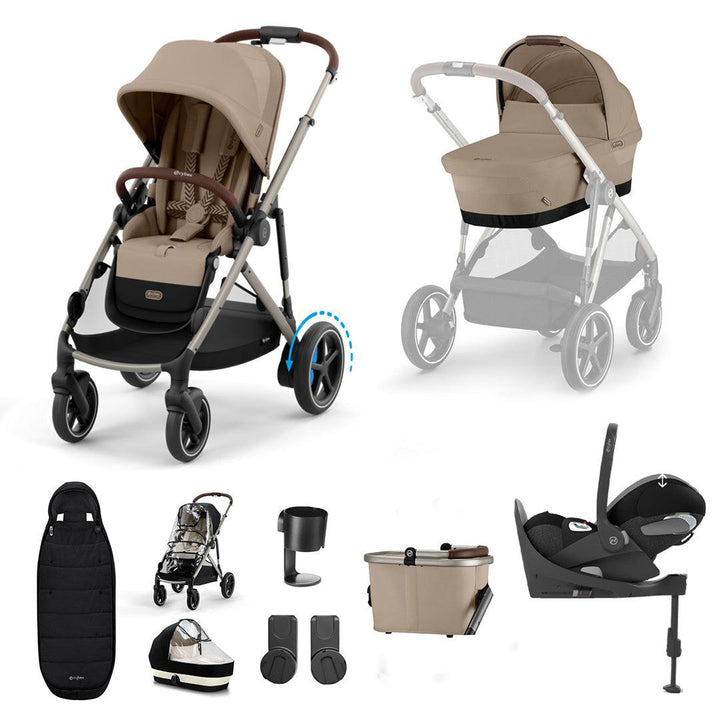 CYBEX eGazelle S Pushchair + Cloud T Travel System - Almond Beige