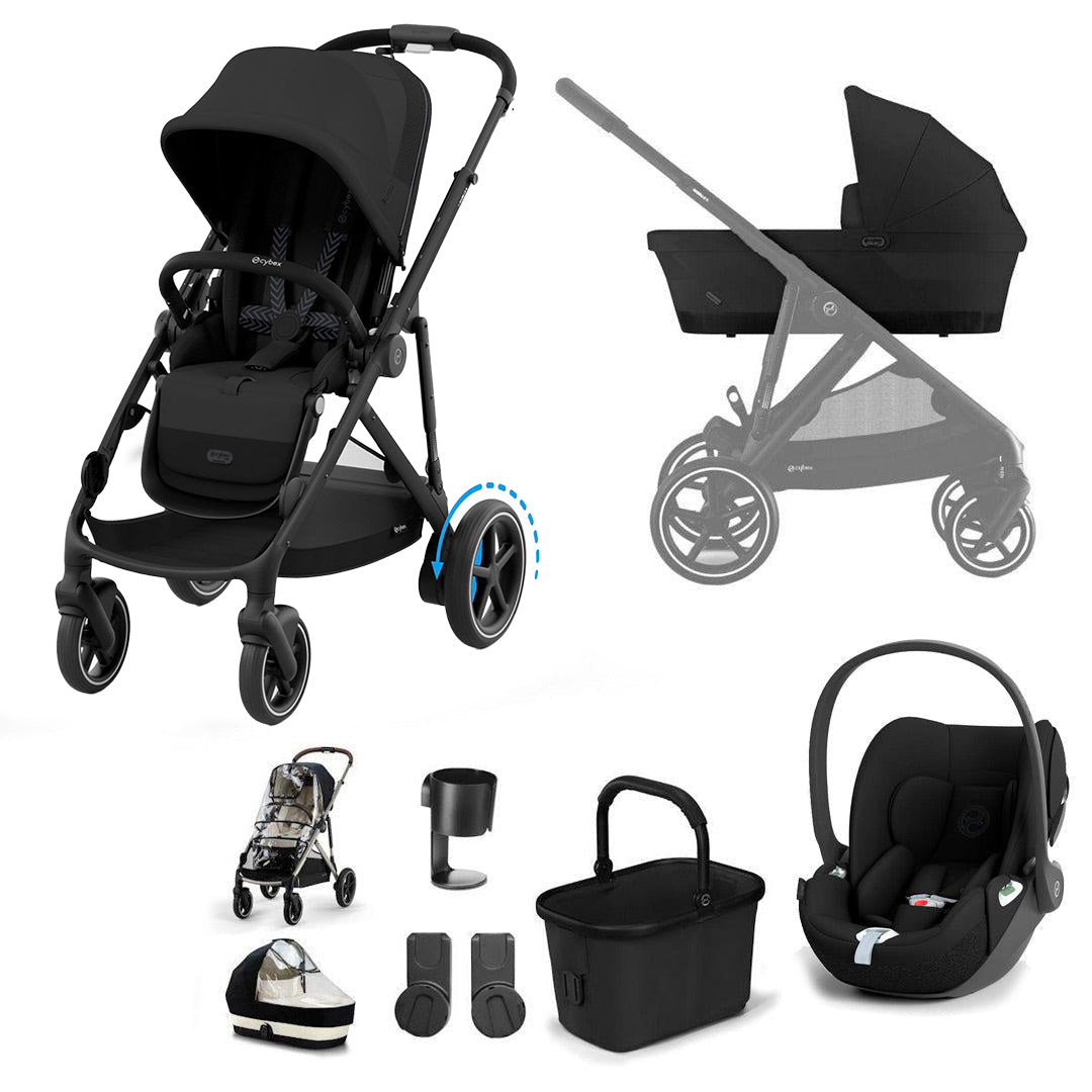 CYBEX e-Gazelle S Pushchair + Cloud T Travel System - Moon Black-Travel Systems-Moon Black-No Base | Natural Baby Shower