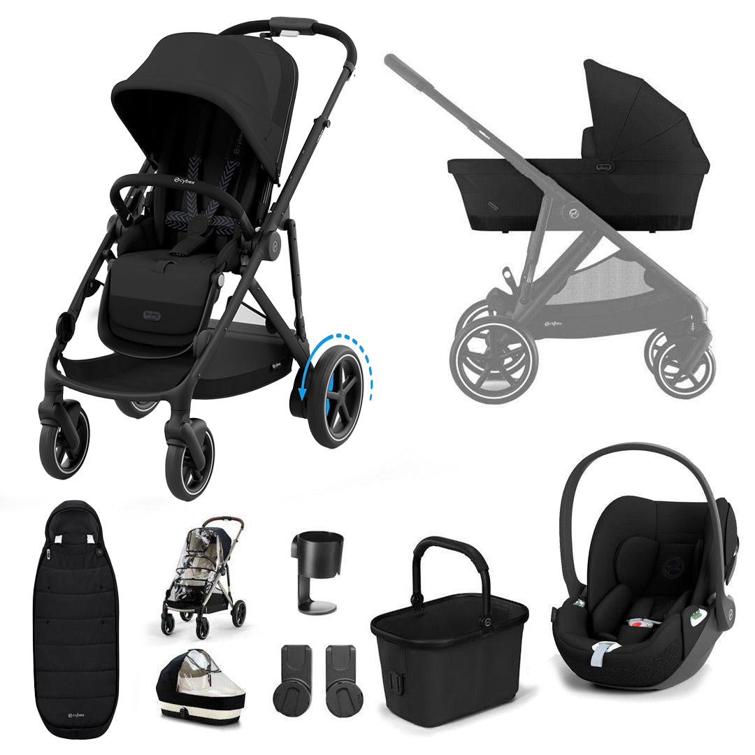 CYBEX e-Gazelle S Pushchair + Cloud T Travel System - Moon Black-Travel Systems-Moon Black-No Base | Natural Baby Shower