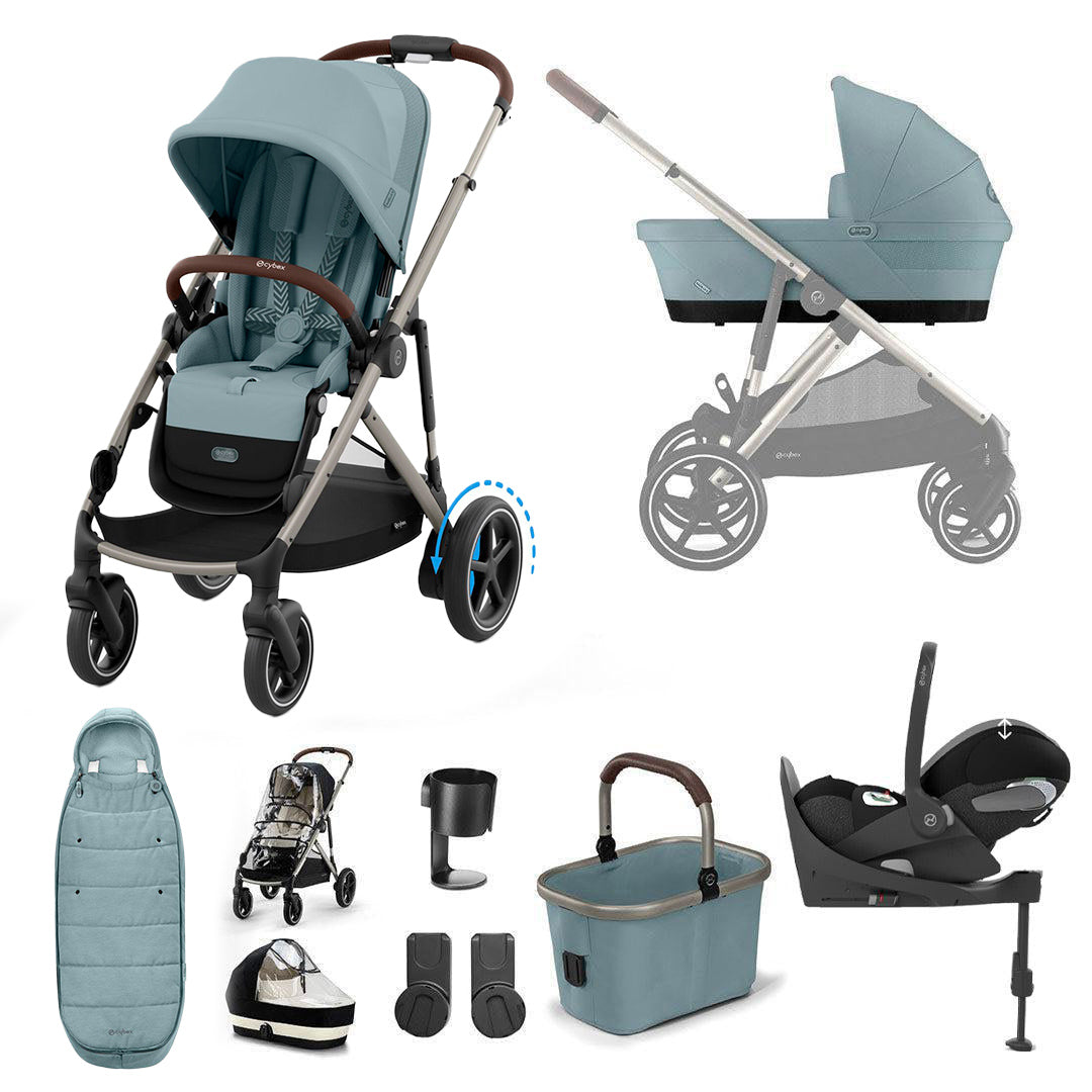 CYBEX eGazelle S Pushchair + Cloud T Travel System - Stormy Blue