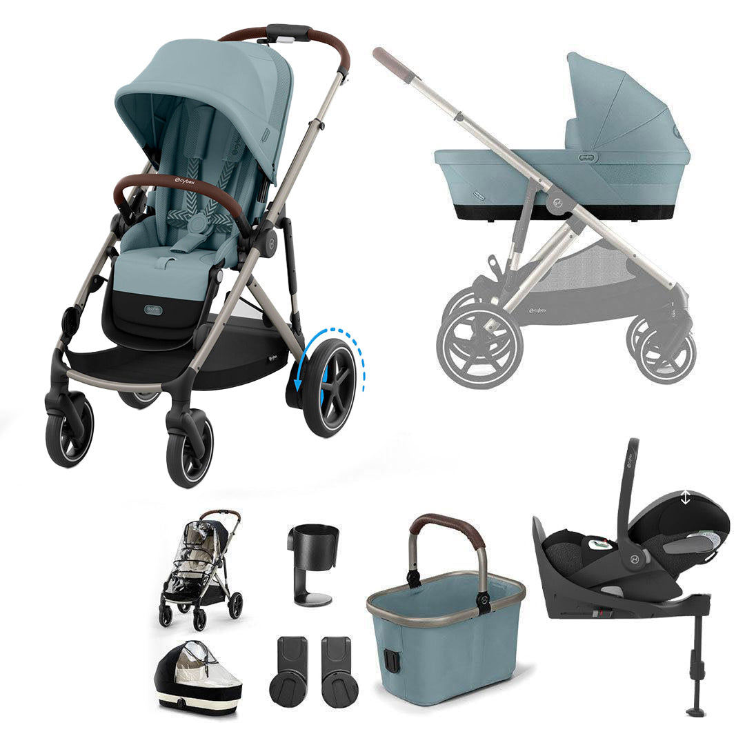 CYBEX eGazelle S Pushchair + Cloud T Travel System - Stormy Blue