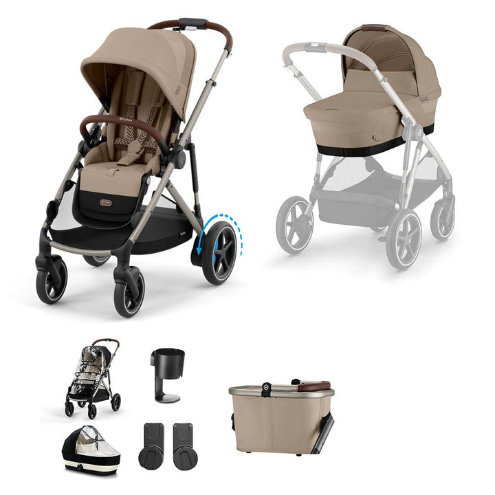 CYBEX eGazelle S Pushchair Essential Bundle - Almond Beige-Stroller Bundles-Almond Beige-No Footmuff | Natural Baby Shower