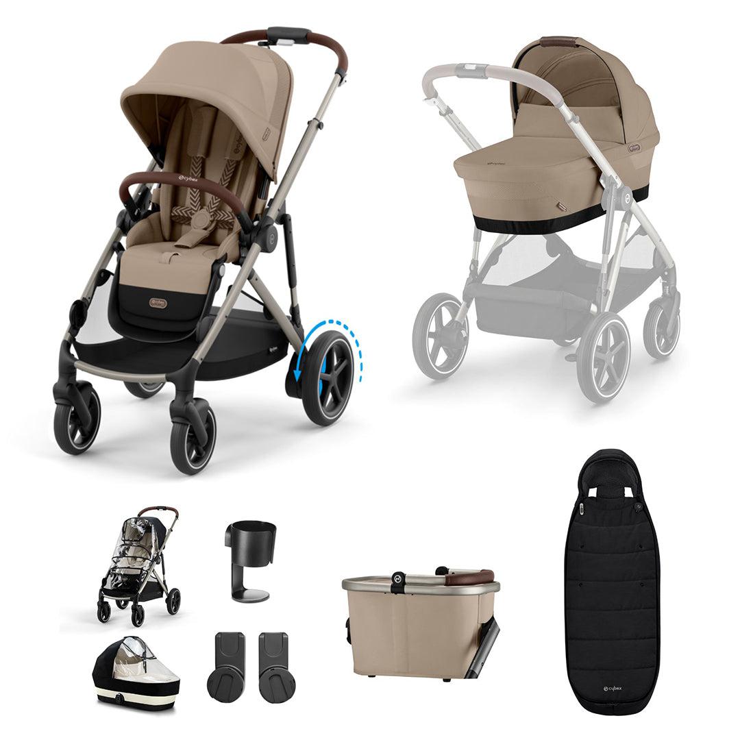 CYBEX eGazelle S Pushchair Essential Bundle - Almond Beige-Stroller Bundles-Almond Beige-No Footmuff | Natural Baby Shower