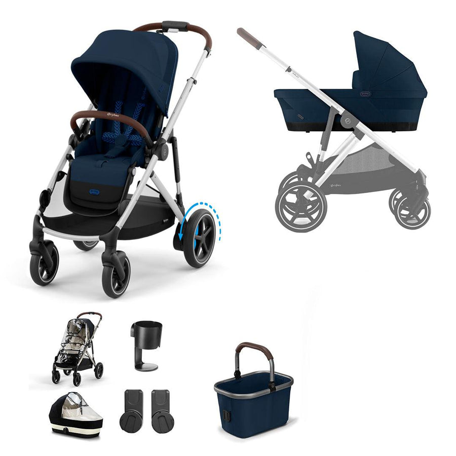 CYBEX eGazelle S Pushchair Essential Bundle - Ocean Blue-Stroller Bundles-Ocean Blue-No Footmuff | Natural Baby Shower