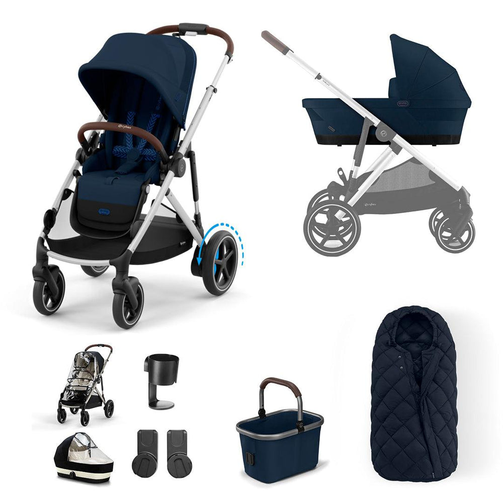 CYBEX eGazelle S Pushchair Essential Bundle - Ocean Blue-Stroller Bundles-Ocean Blue-No Footmuff | Natural Baby Shower