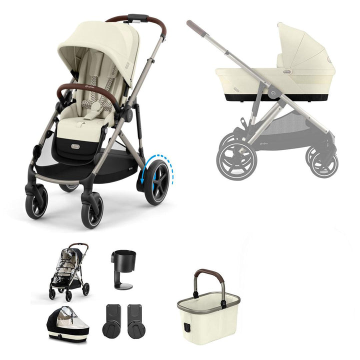 CYBEX eGazelle S Pushchair Essential Bundle - Light Beige-Stroller Bundles-Light Beige-No Footmuff | Natural Baby Shower