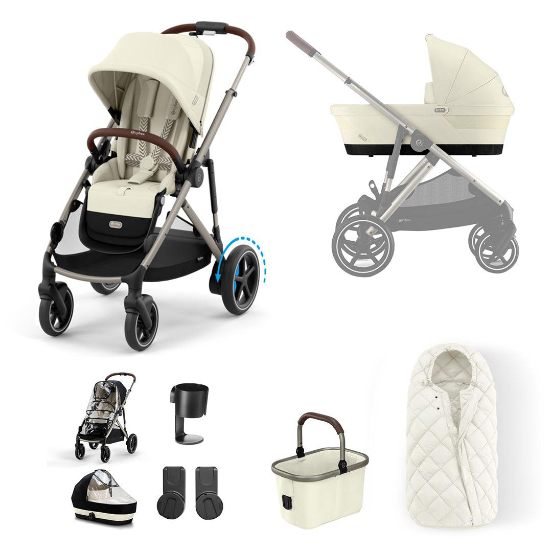 CYBEX eGazelle S Pushchair Essential Bundle - Light Beige-Stroller Bundles-Light Beige-No Footmuff | Natural Baby Shower