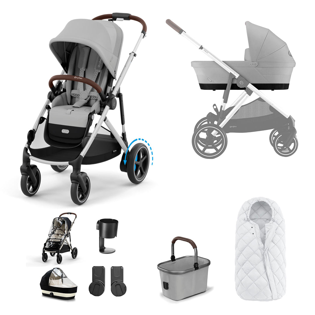 CYBEX eGazelle S Pushchair Essential Bundle - Stone Grey-Stroller Bundles-Stone Grey-No Footmuff | Natural Baby Shower