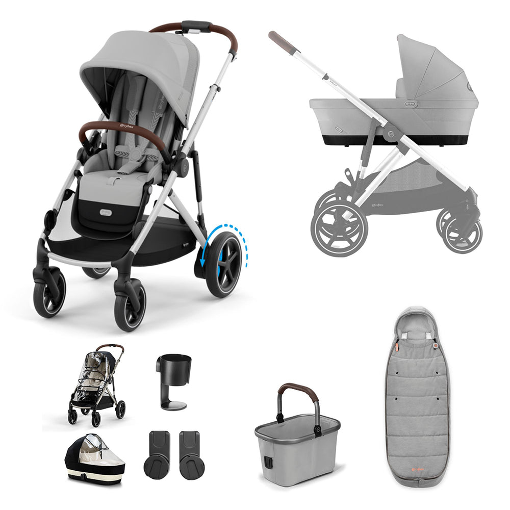 CYBEX eGazelle S Pushchair Essential Bundle - Stone Grey-Stroller Bundles-Stone Grey-No Footmuff | Natural Baby Shower