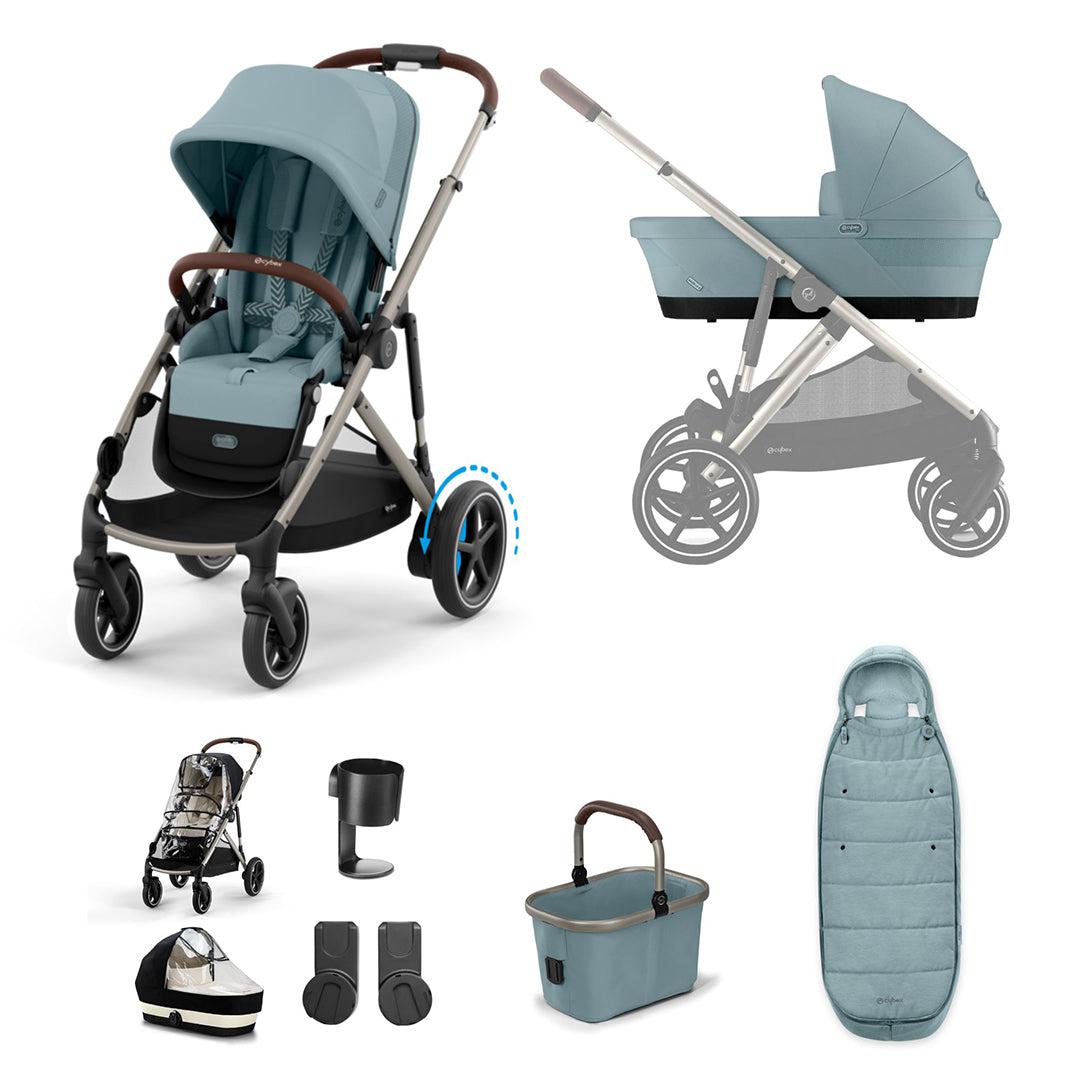 CYBEX eGazelle S Pushchair Essential Bundle - Stormy Blue-Stroller Bundles-Stormy Blue-No Footmuff | Natural Baby Shower