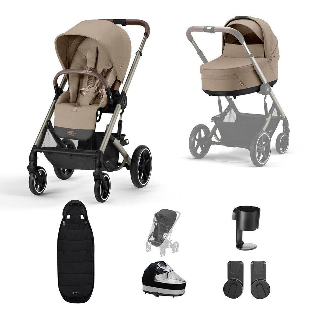 CYBEX Balios S Lux Essential Bundle - Almond Beige-Stroller Bundles-Almond Beige-Gold Foodmuff | Natural Baby Shower