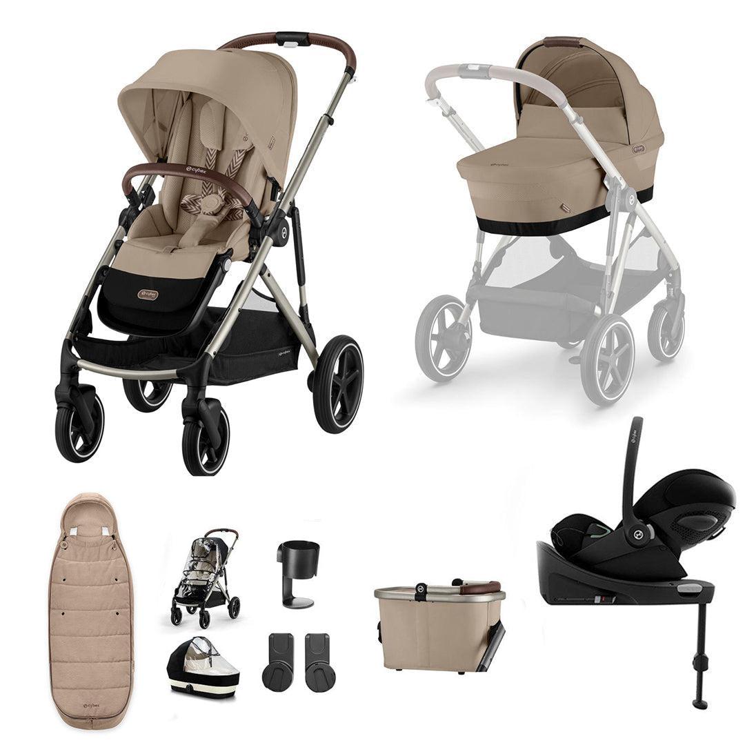 CYBEX Gazelle S + Cloud G Travel System-Travel Systems-Almond Beige-With Base | Natural Baby Shower