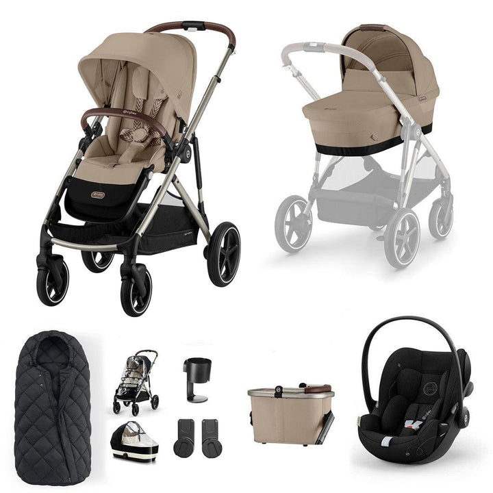 CYBEX Gazelle S + Cloud G Travel System-Travel Systems-Almond Beige-No Base | Natural Baby Shower