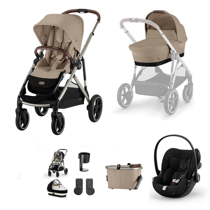 CYBEX Gazelle S + Cloud G Travel System-Travel Systems-Almond Beige-No Base | Natural Baby Shower