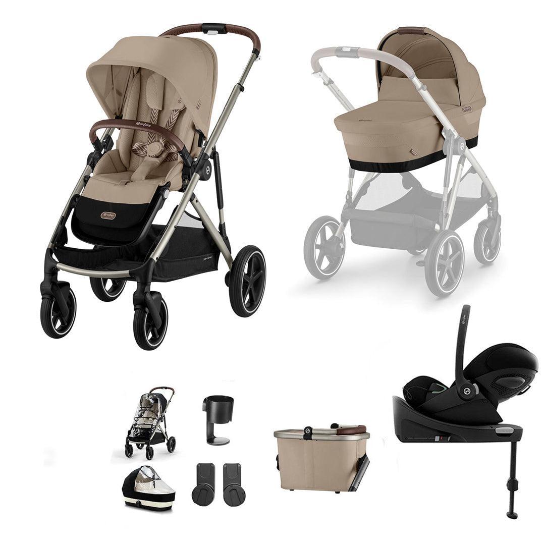 CYBEX Gazelle S + Cloud G Travel System-Travel Systems-Almond Beige-With Base | Natural Baby Shower