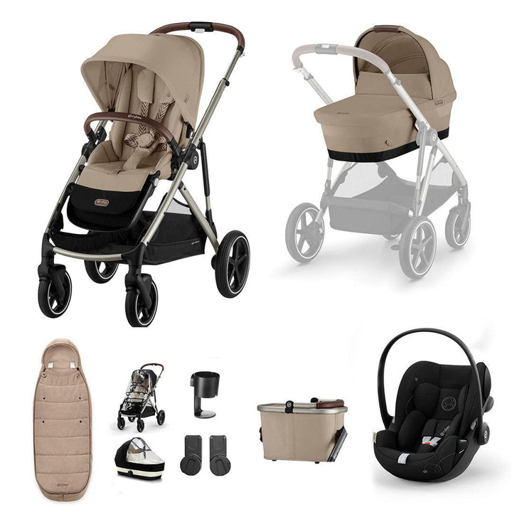 CYBEX Gazelle S + Cloud G Travel System-Travel Systems-Almond Beige-No Base | Natural Baby Shower