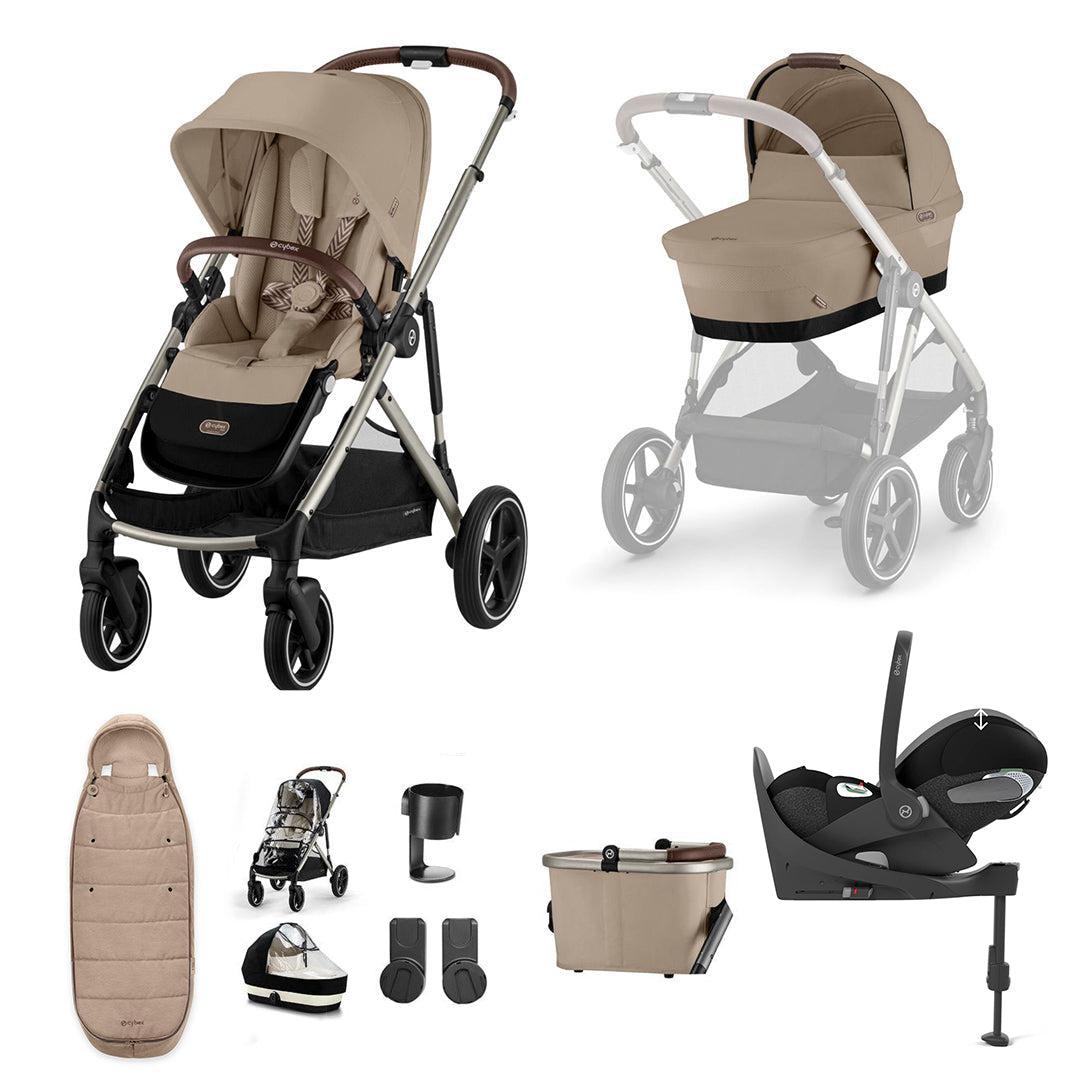 CYBEX Gazelle S + Cloud T Travel System-Travel Systems-Almond Beige-With Base | Natural Baby Shower