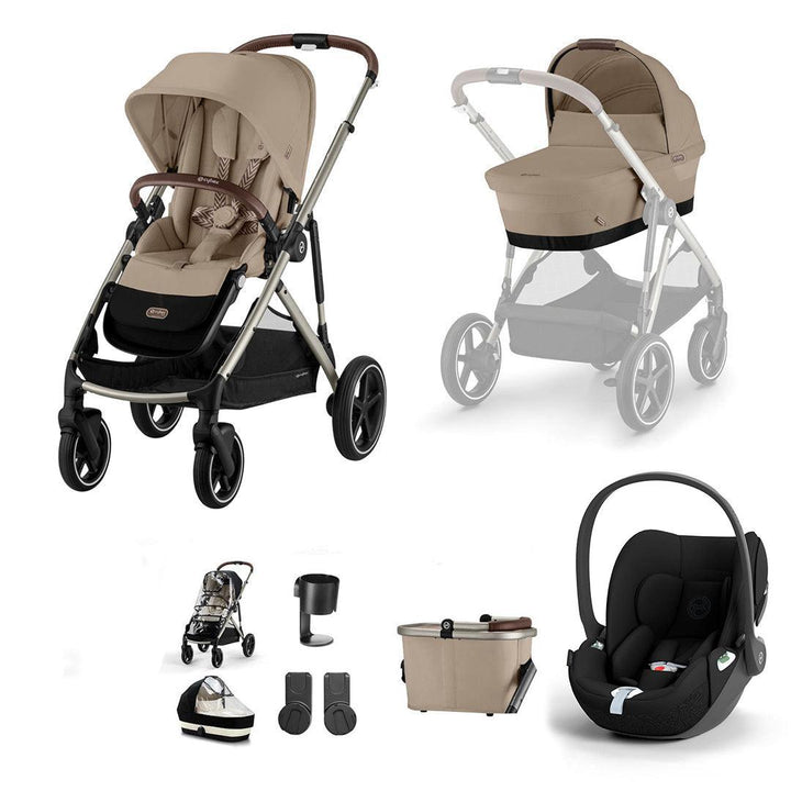 CYBEX Gazelle S + Cloud T Travel System-Travel Systems-Almond Beige-No Base | Natural Baby Shower