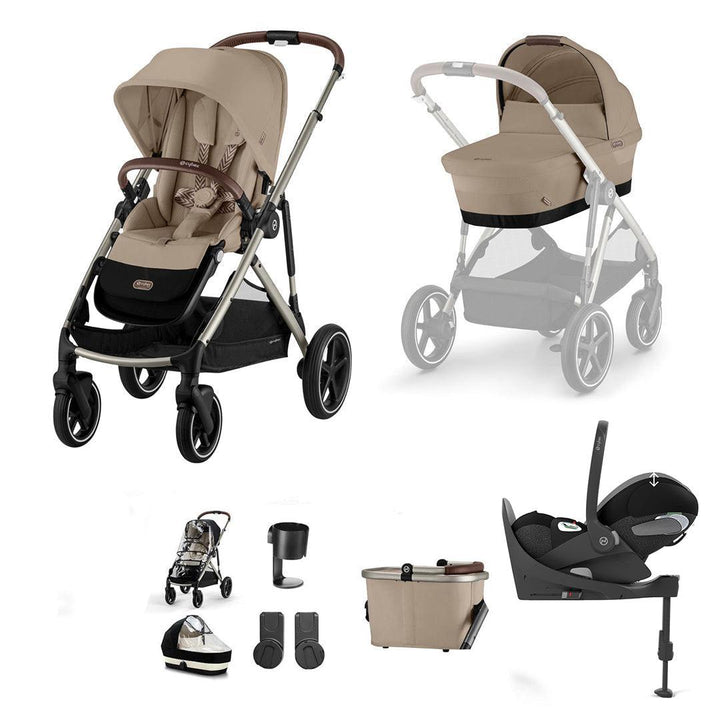 CYBEX Gazelle S + Cloud T Travel System-Travel Systems-Almond Beige-With Base | Natural Baby Shower