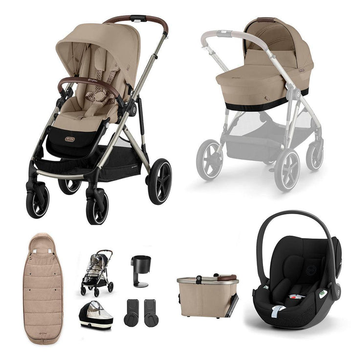 CYBEX Gazelle S + Cloud T Travel System-Travel Systems-Almond Beige-No Base | Natural Baby Shower